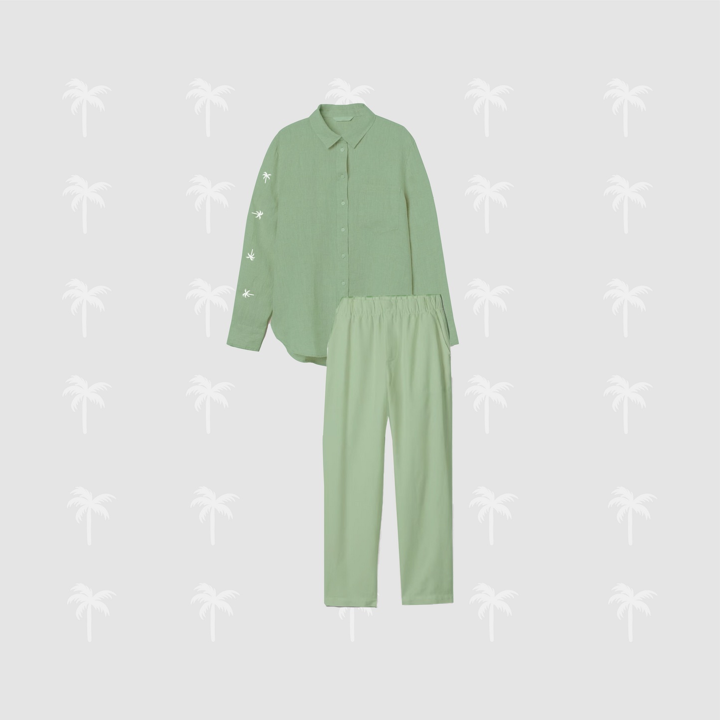 Green Linen Pant Set