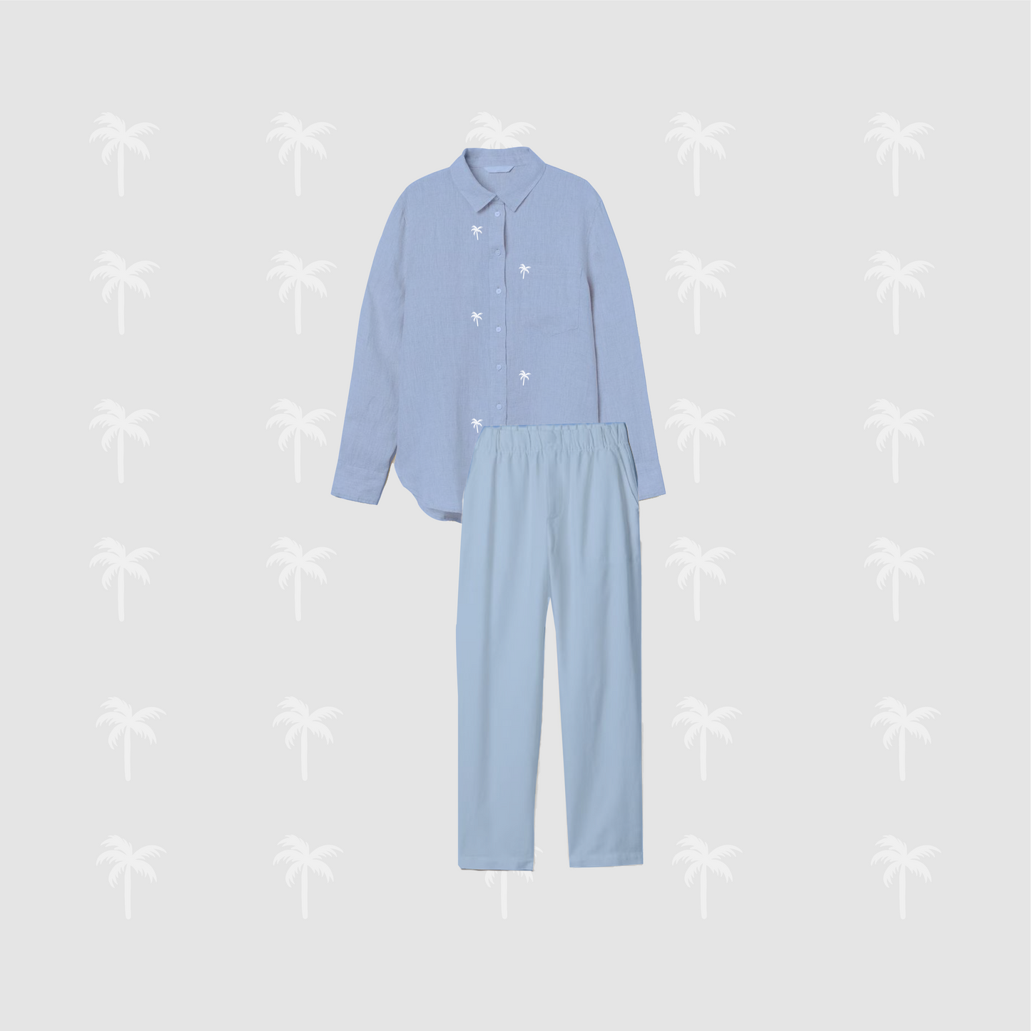 Blue Linen Pant Set