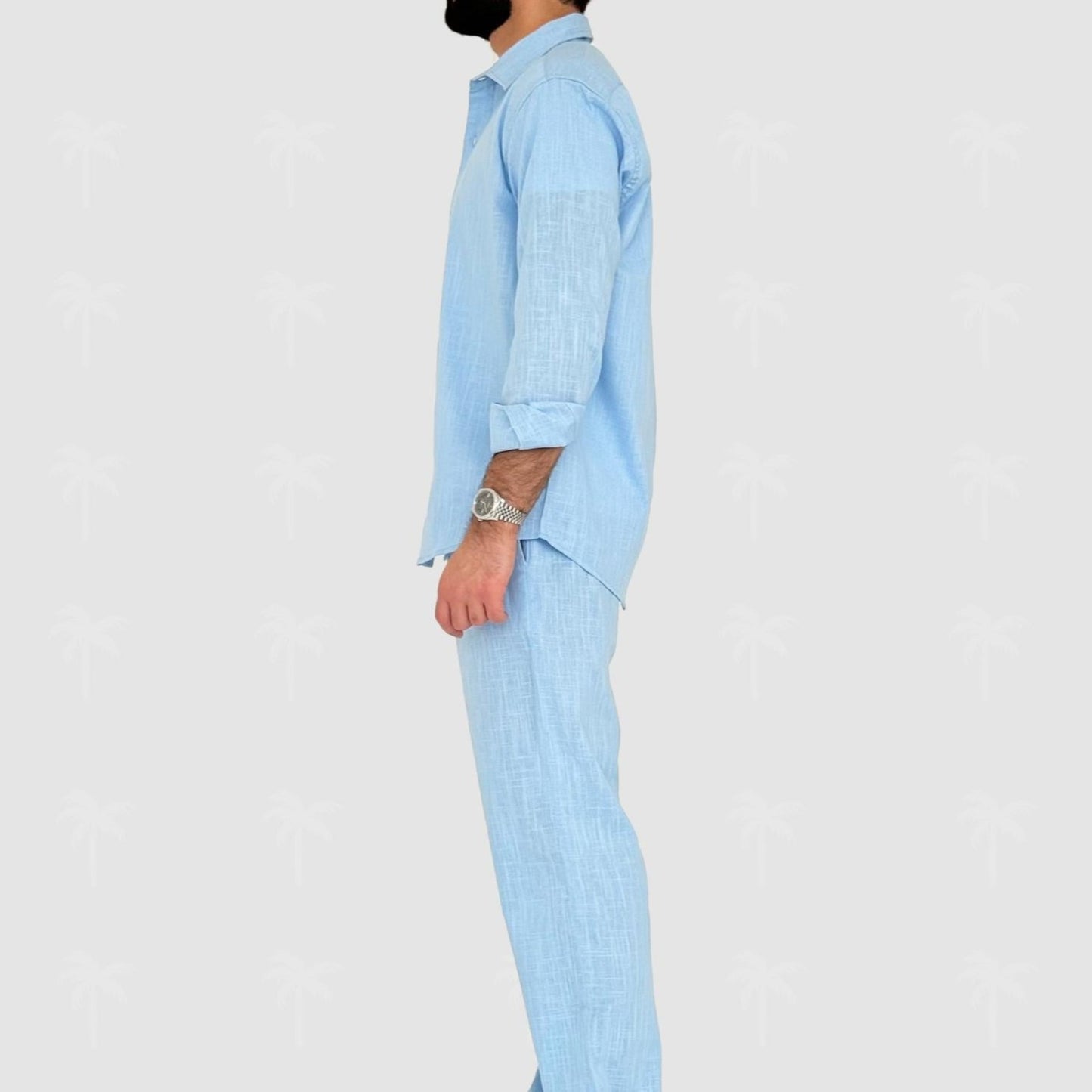 Blue Linen Pant Set