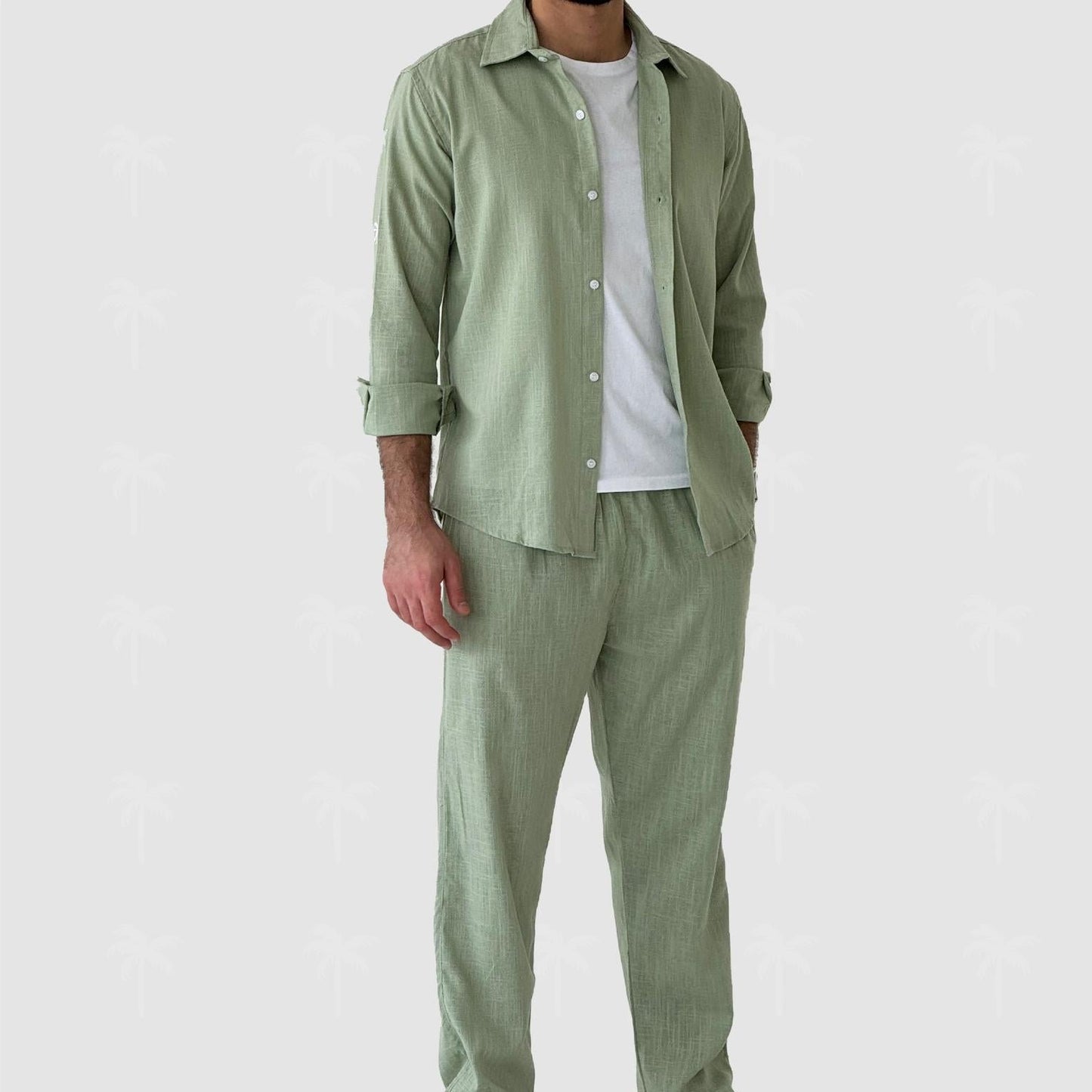 Green Linen Pant Set