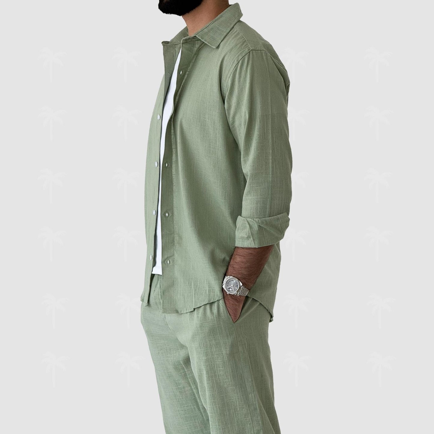 Green Linen Pant Set