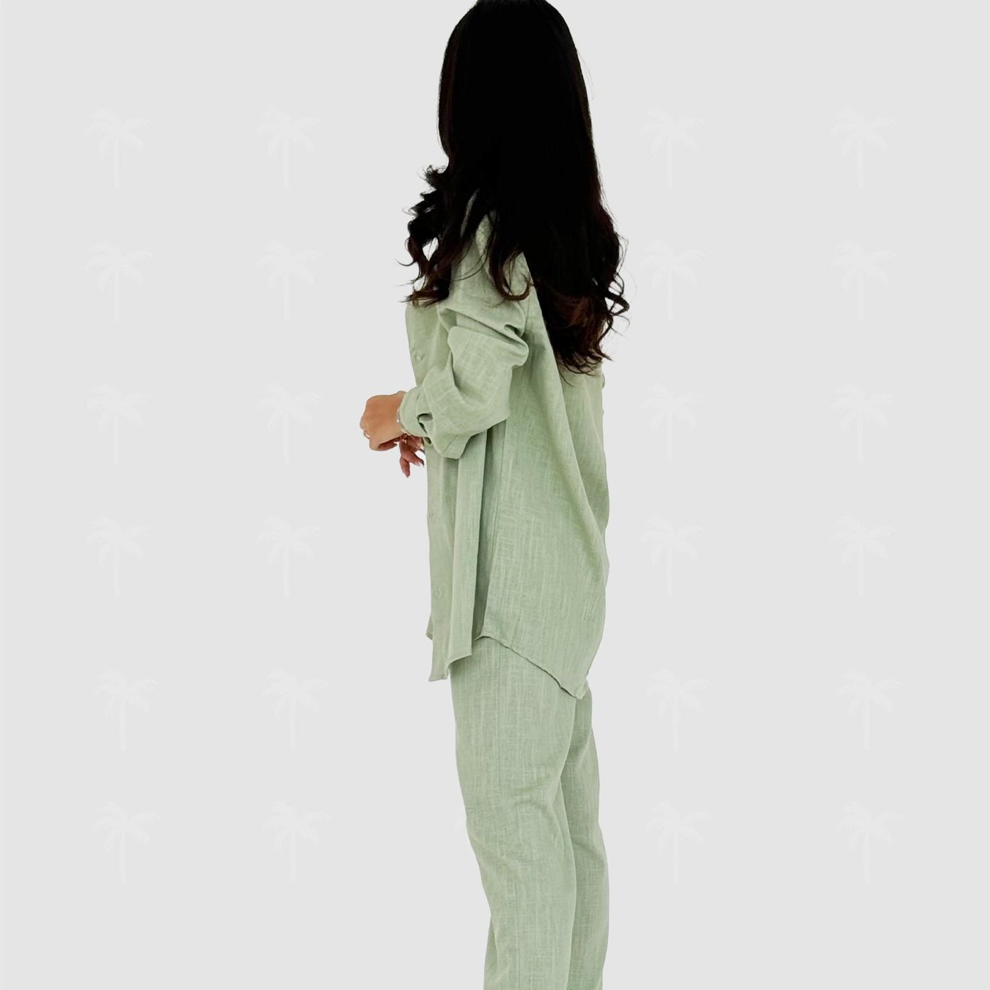 Green Linen Pant Set